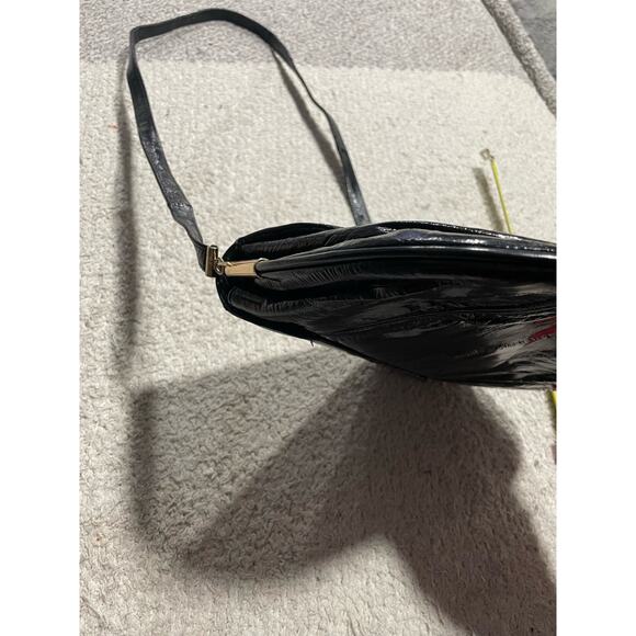 Vintage Women's Eel Skin Leather of the Sea Shoulder Bag Black Mini Purse - Picture 7 of 13